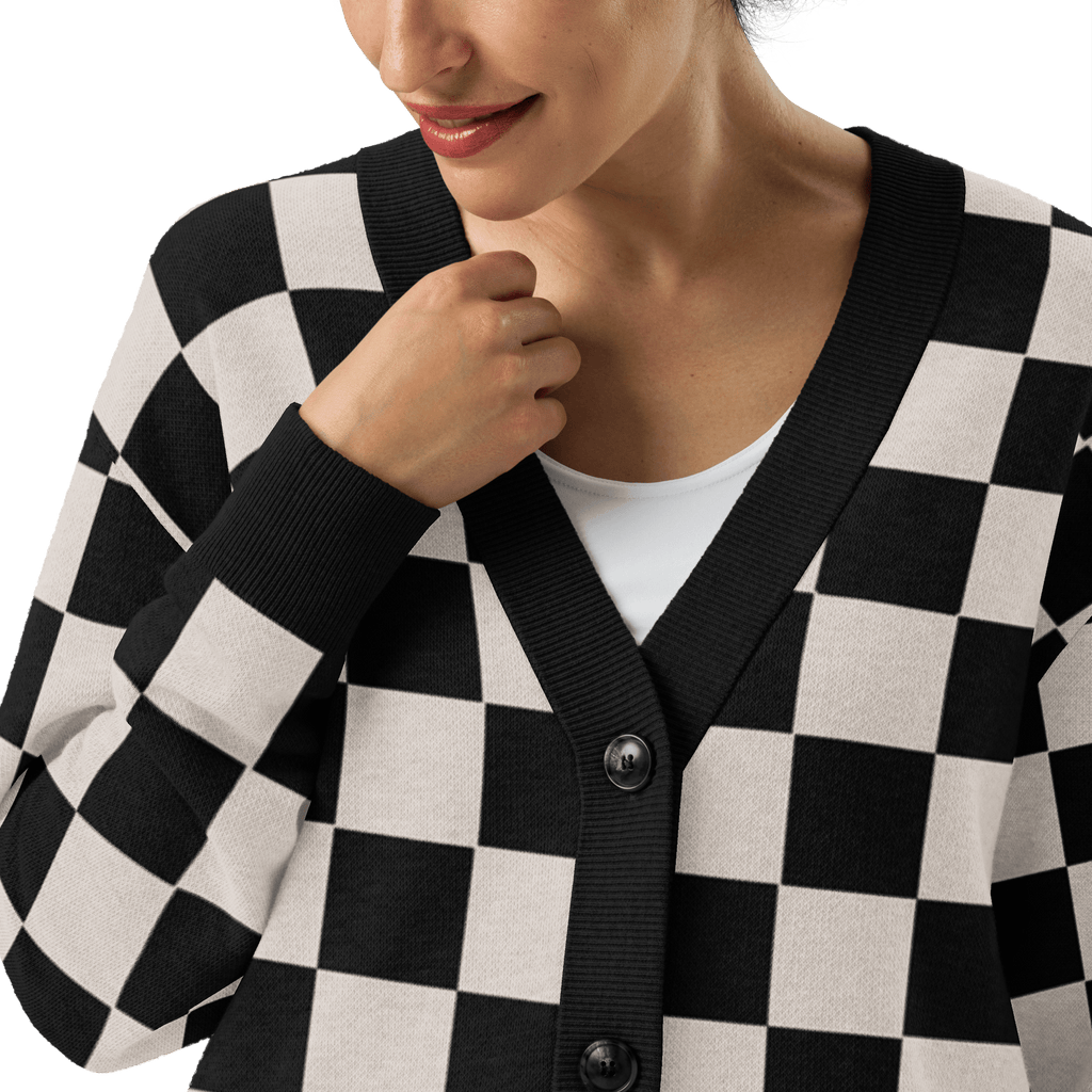 Checkers and Cream Knit Cardigan by Goth Cloth Co.