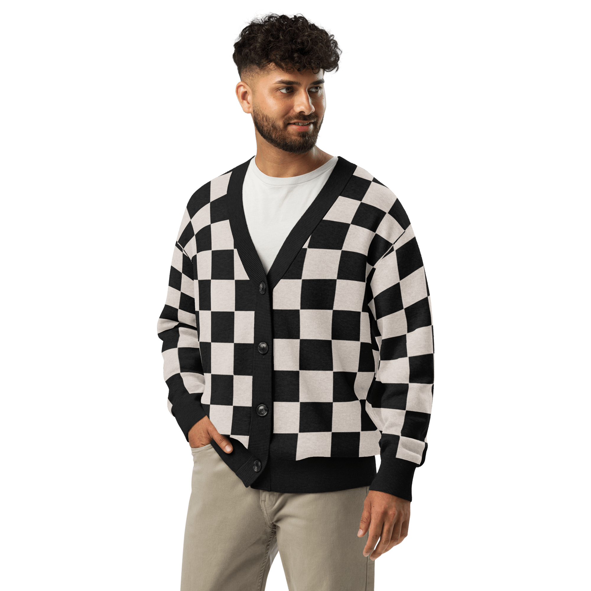 Checkers and Cream Knit Cardigan by Goth Cloth Co.