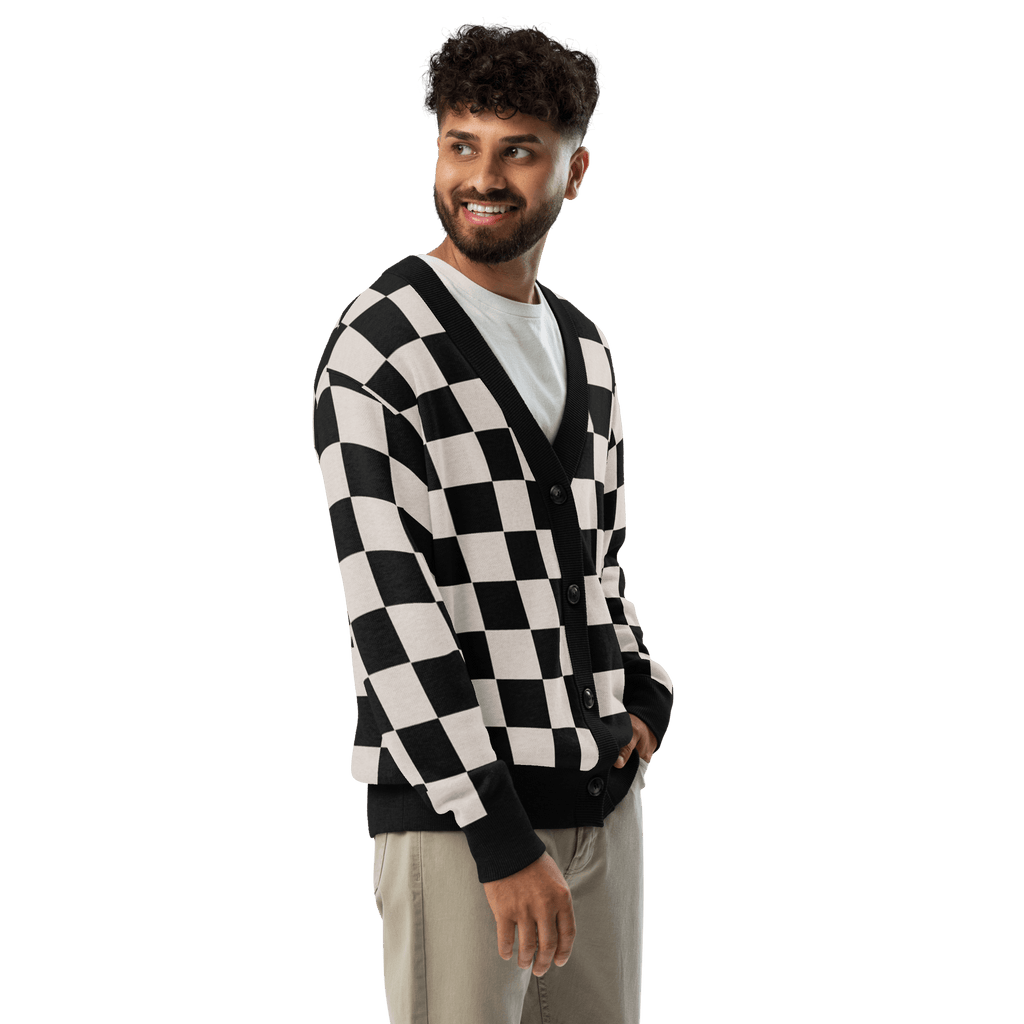Checkers and Cream Knit Cardigan by Goth Cloth Co.