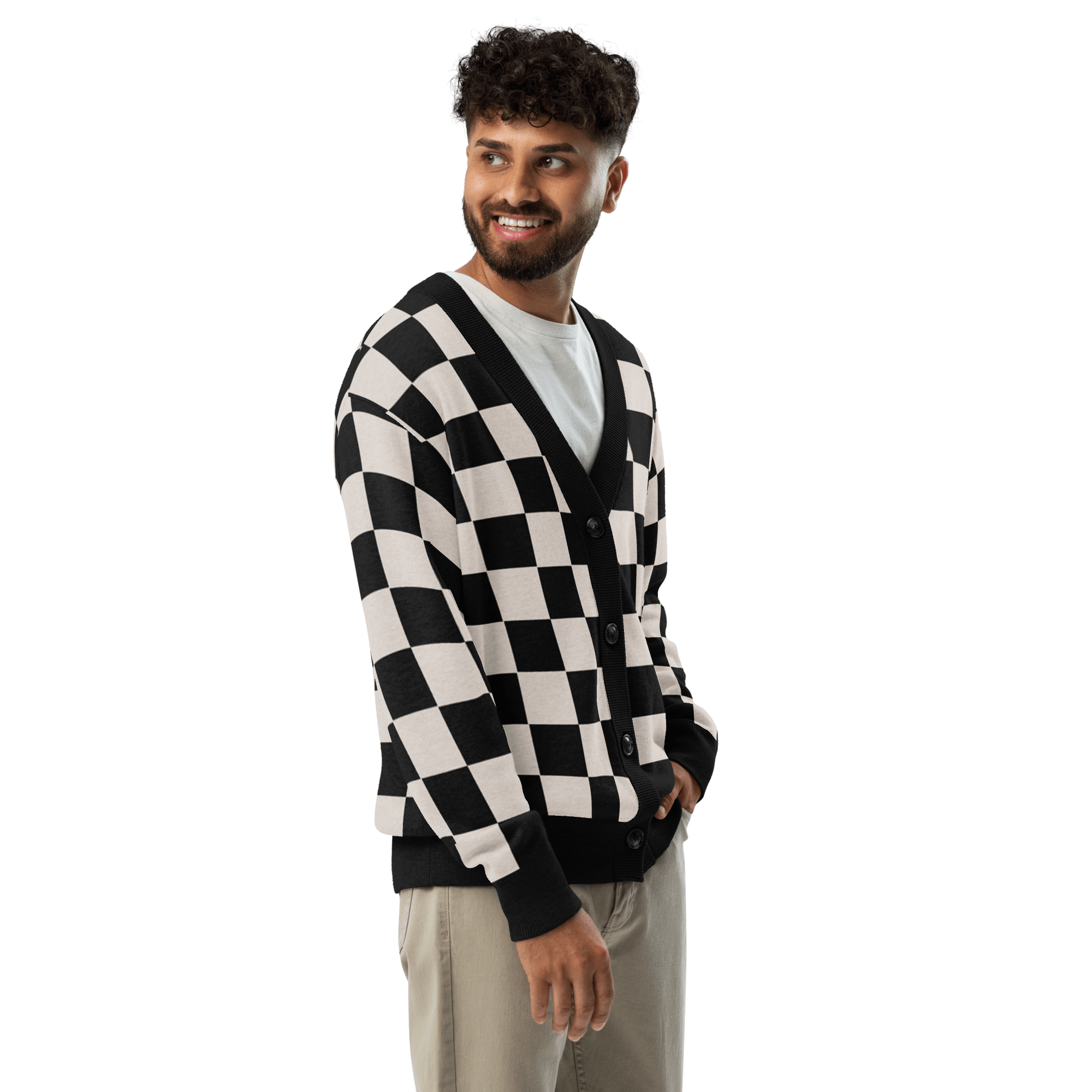 Checkers and Cream Knit Cardigan by Goth Cloth Co.