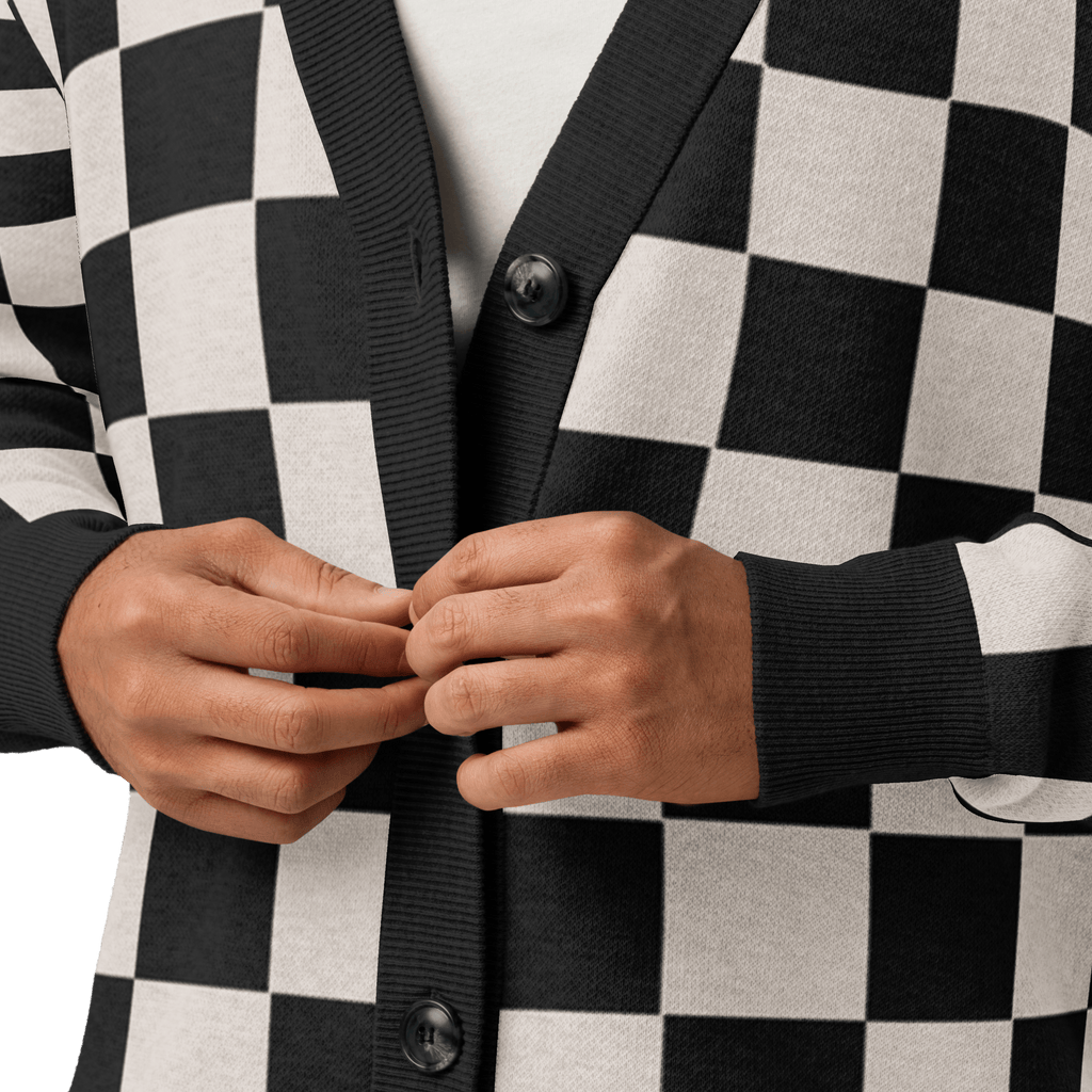 Checkers and Cream Knit Cardigan by Goth Cloth Co.
