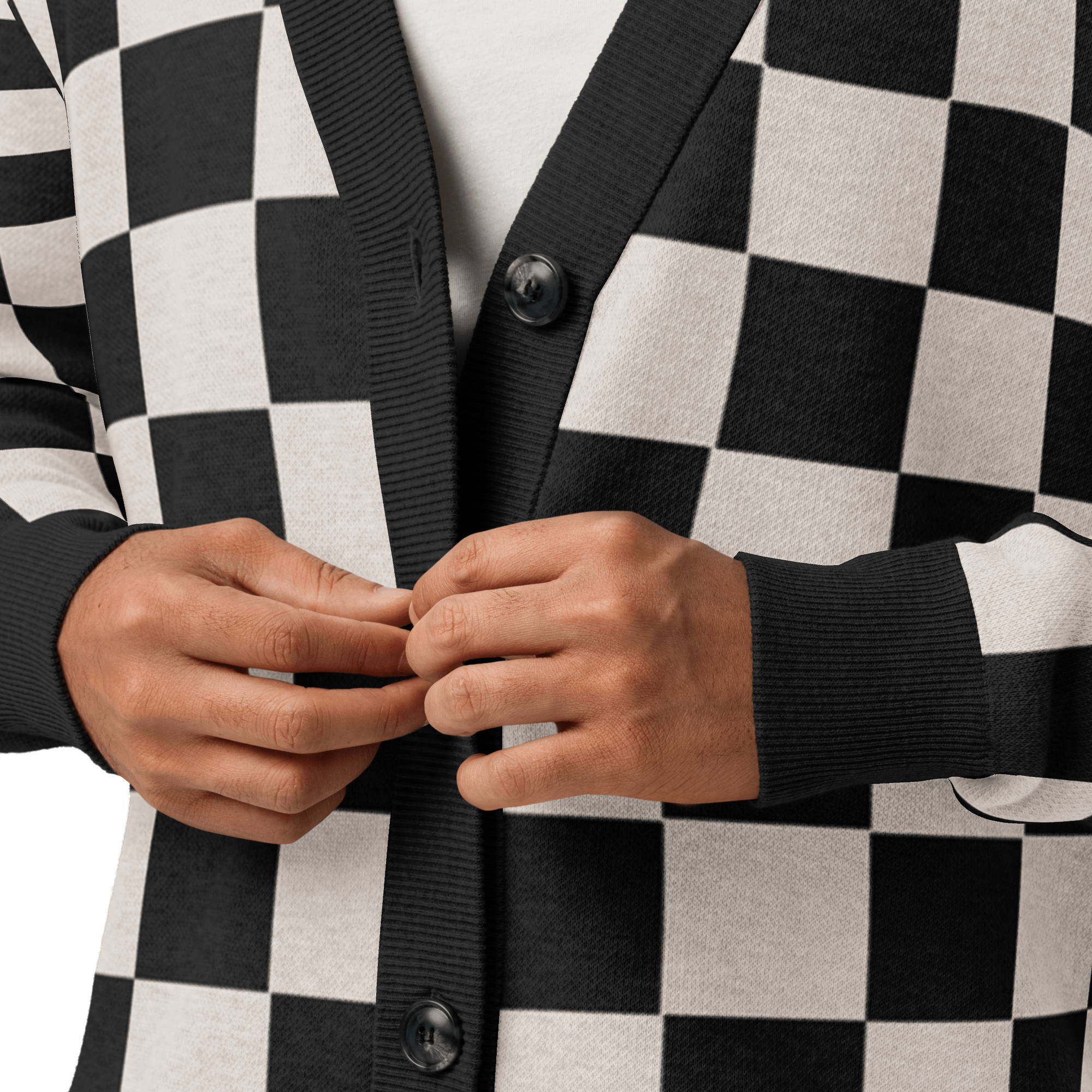 Checkers and Cream Knit Cardigan by Goth Cloth Co.