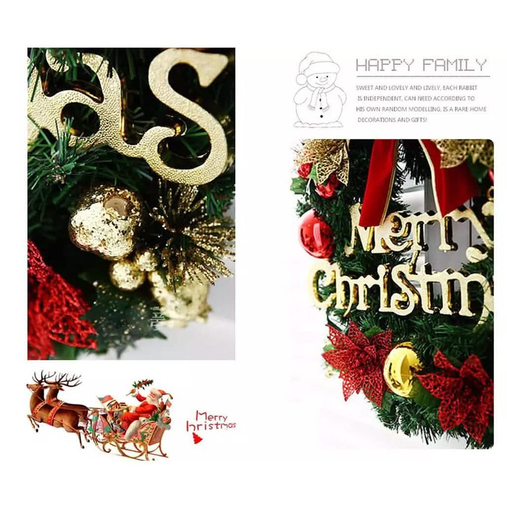 Christmas Xmas Wreath Home Door Wall Ornament Garland Bowknot Party Decoration by DailySale