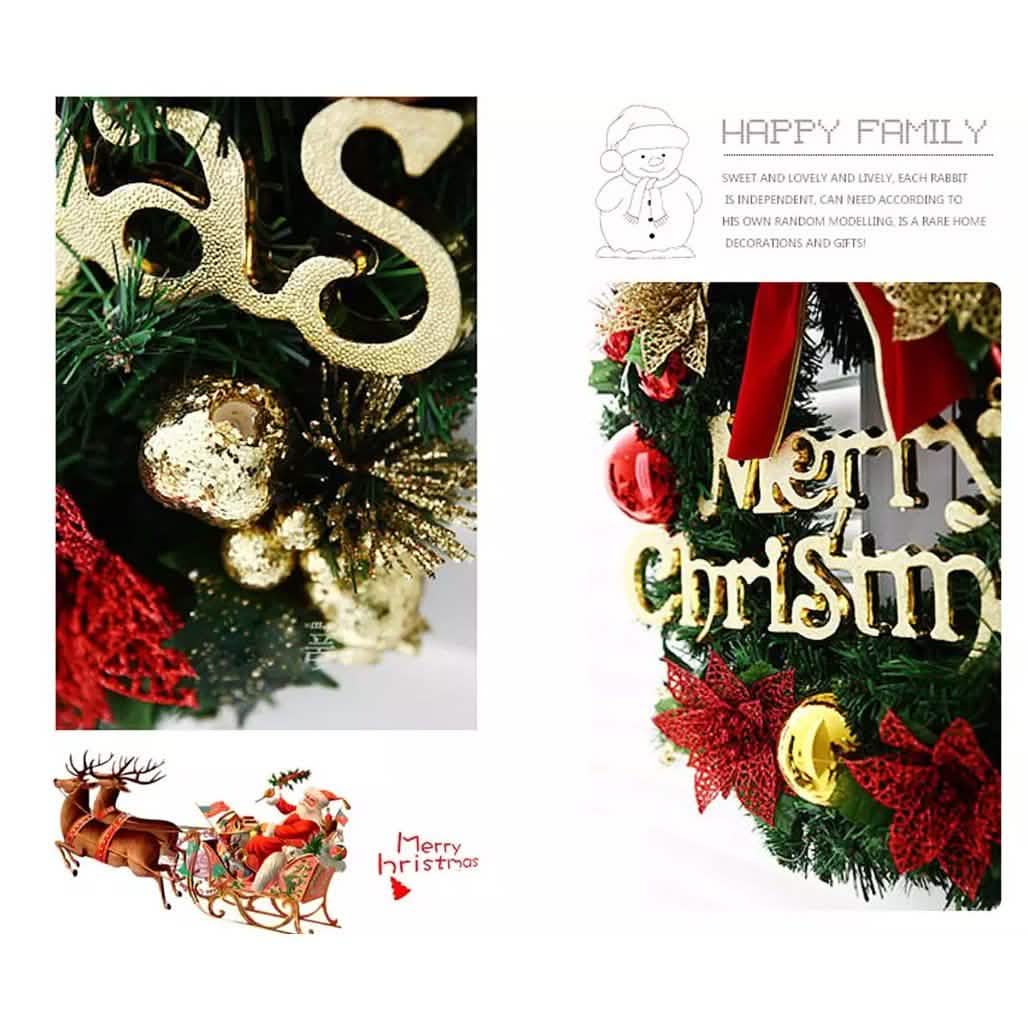 Christmas Xmas Wreath Home Door Wall Ornament Garland Bowknot Party Decoration by DailySale