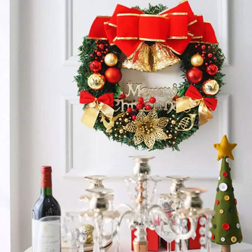 Christmas Xmas Wreath Home Door Wall Ornament Garland Bowknot Party Decoration by DailySale