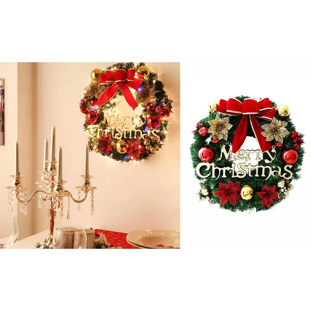 Christmas Xmas Wreath Home Door Wall Ornament Garland Bowknot Party Decoration by DailySale