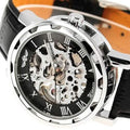 Classic Men's Black Leather Band Skeleton Mechanical Sports Army Wrist Watch by DailySale