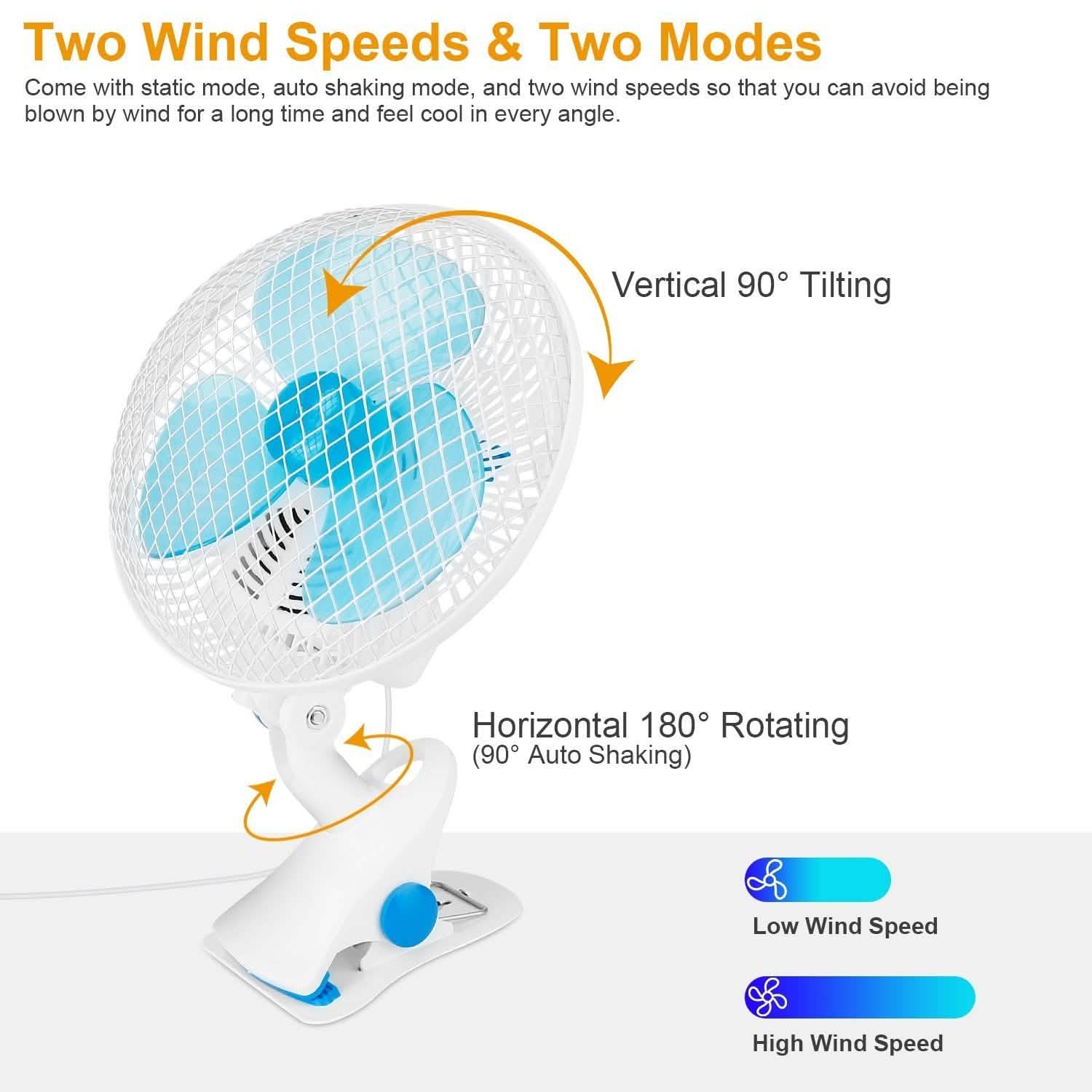 Clip-On 2 Speeds Quiet Clamp Fan by DailySale