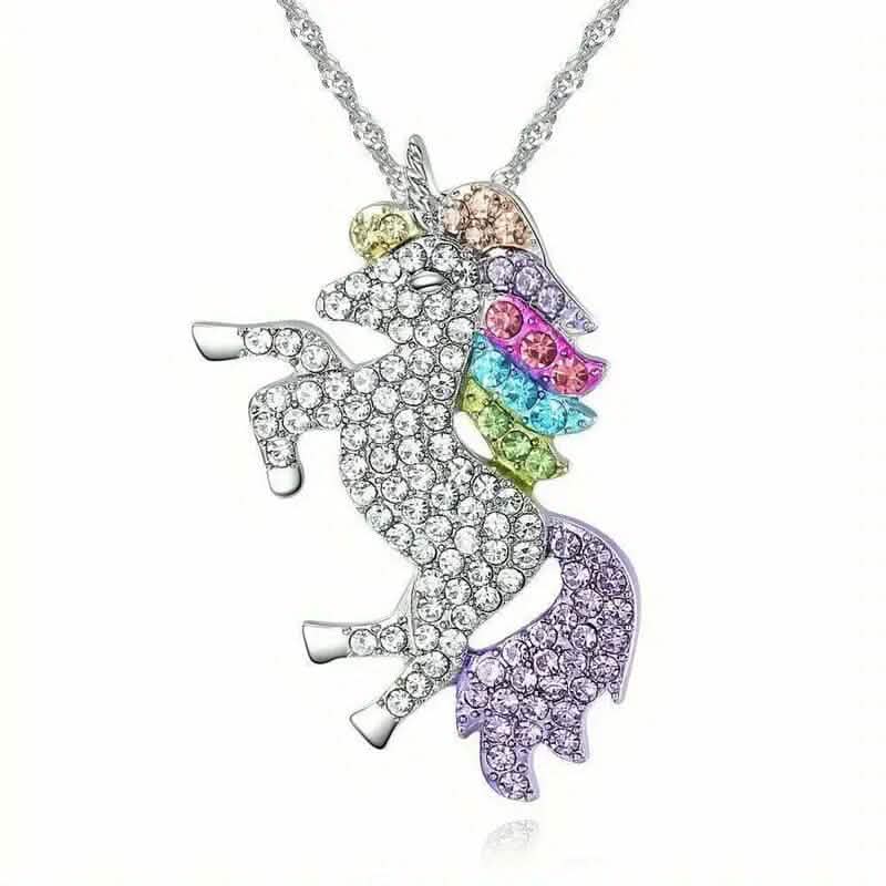 Colorful Cartoon-Themed Unicorn Earrings, Necklace, Ring & Bracelet Jewelry Set by DailySale