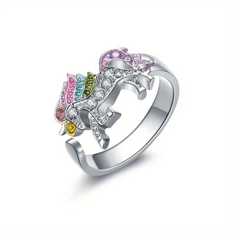 Colorful Cartoon-Themed Unicorn Earrings, Necklace, Ring & Bracelet Jewelry Set by DailySale