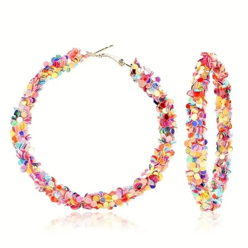 Colorful Circle Sheets Decor Boho Hoop Earrings by DailySale