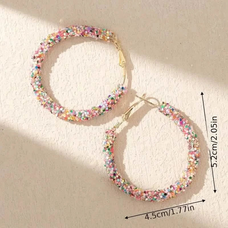 Colorful Circle Sheets Decor Boho Hoop Earrings by DailySale