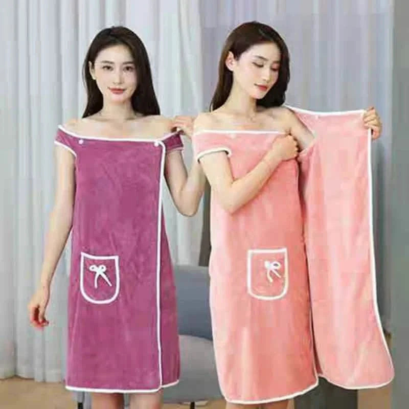 Coral Velvet Bath Towel Skirt Bow Sling Bathrobe by DailySale