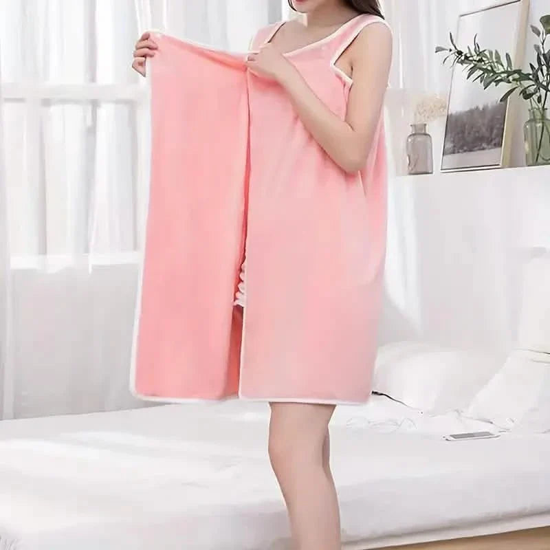 Coral Velvet Bath Towel Skirt Bow Sling Bathrobe by DailySale