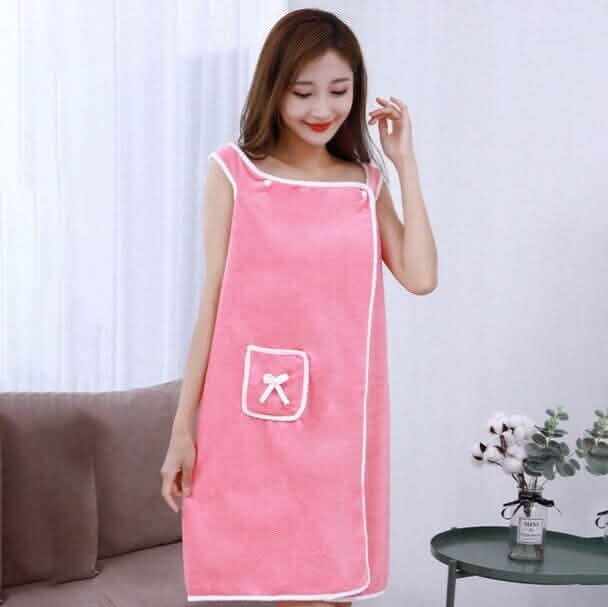 Coral Velvet Bath Towel Skirt Bow Sling Bathrobe by DailySale