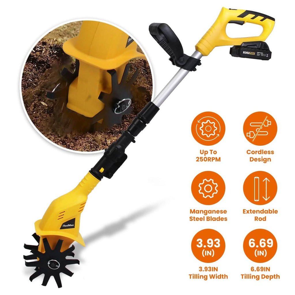 Cordless Electric Garden Tiller Cultivator With 20V Rechargeable Battery by DailySale