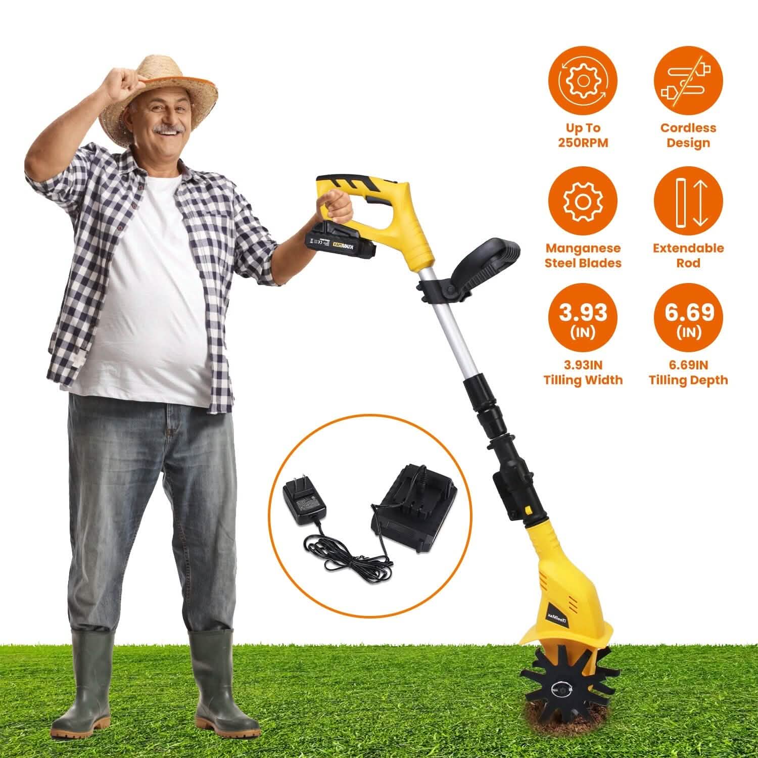 Cordless Electric Garden Tiller Cultivator With 20V Rechargeable Battery by DailySale