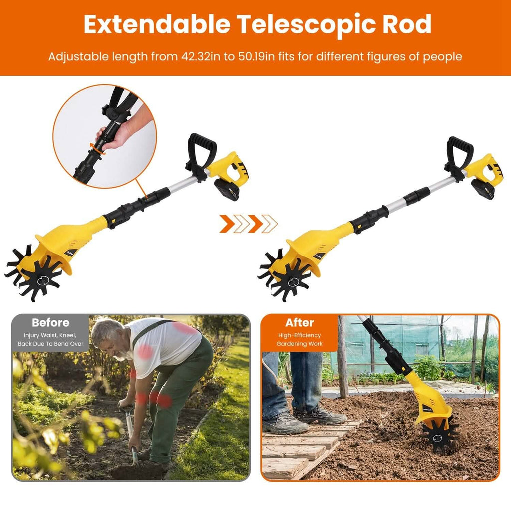 Cordless Electric Garden Tiller Cultivator With 20V Rechargeable Battery by DailySale