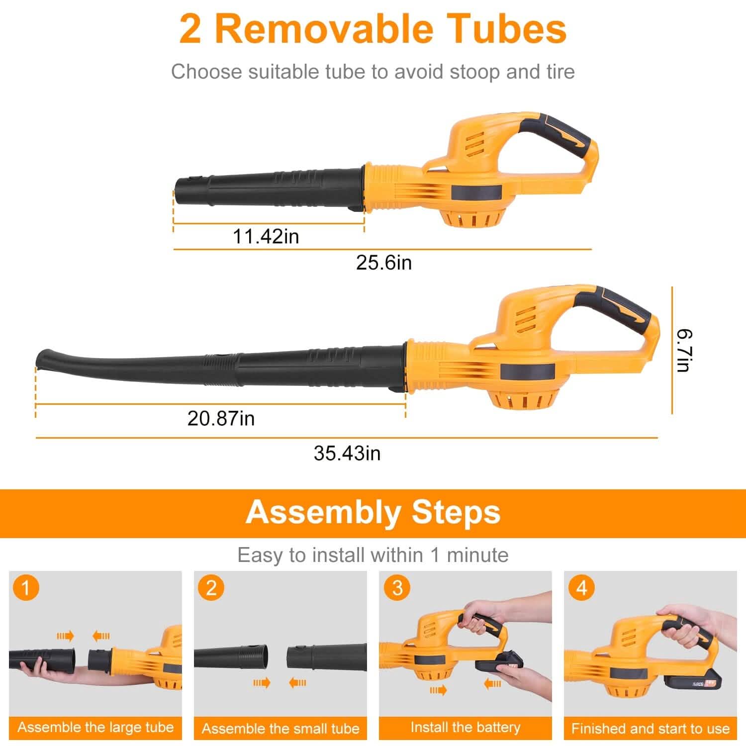 Cordless Leaf Blower Battery Powered Max 124MPH 300CFM with 2 Adjustable Speeds by DailySale