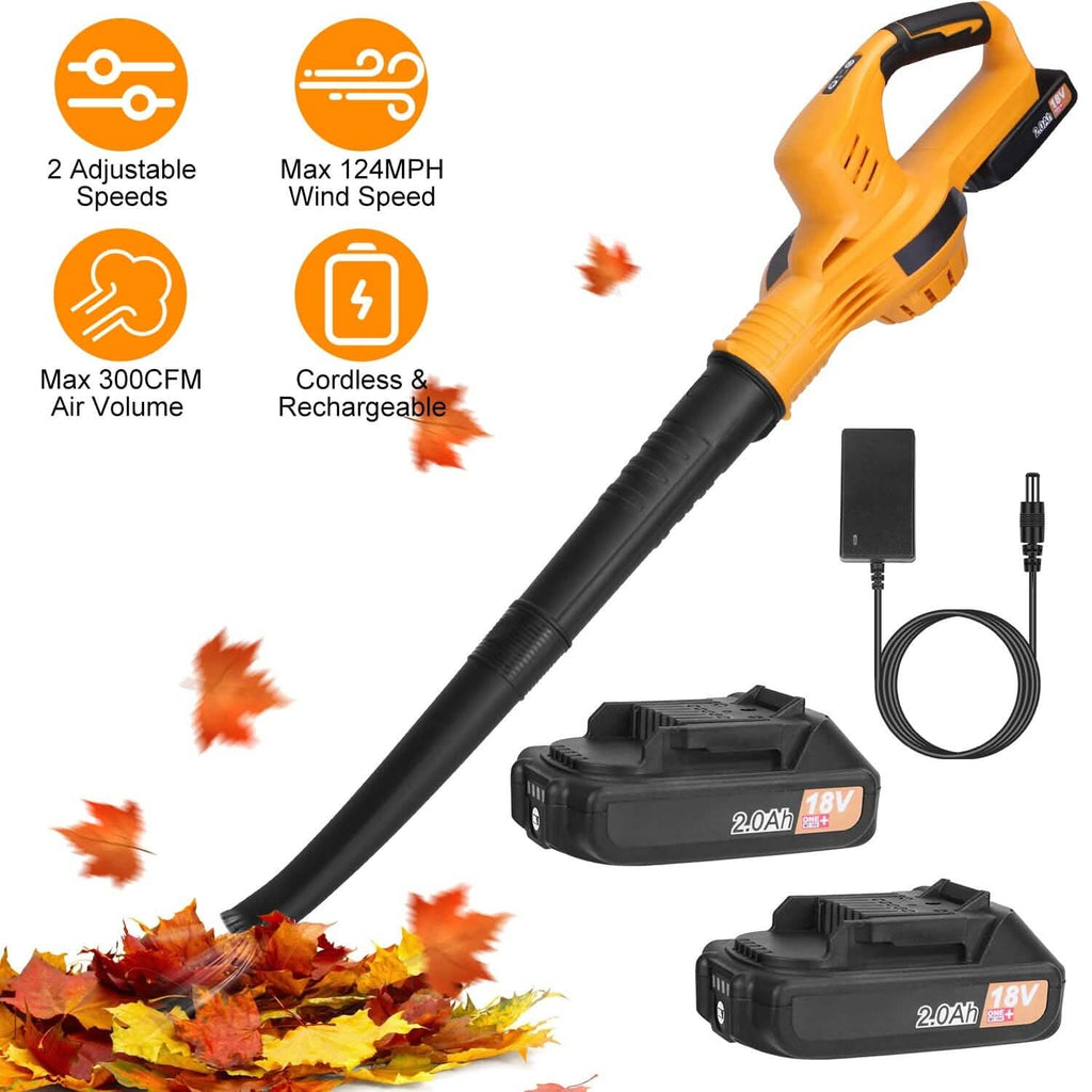 Cordless Leaf Blower Battery Powered Max 124MPH 300CFM with 2 Adjustable Speeds by DailySale