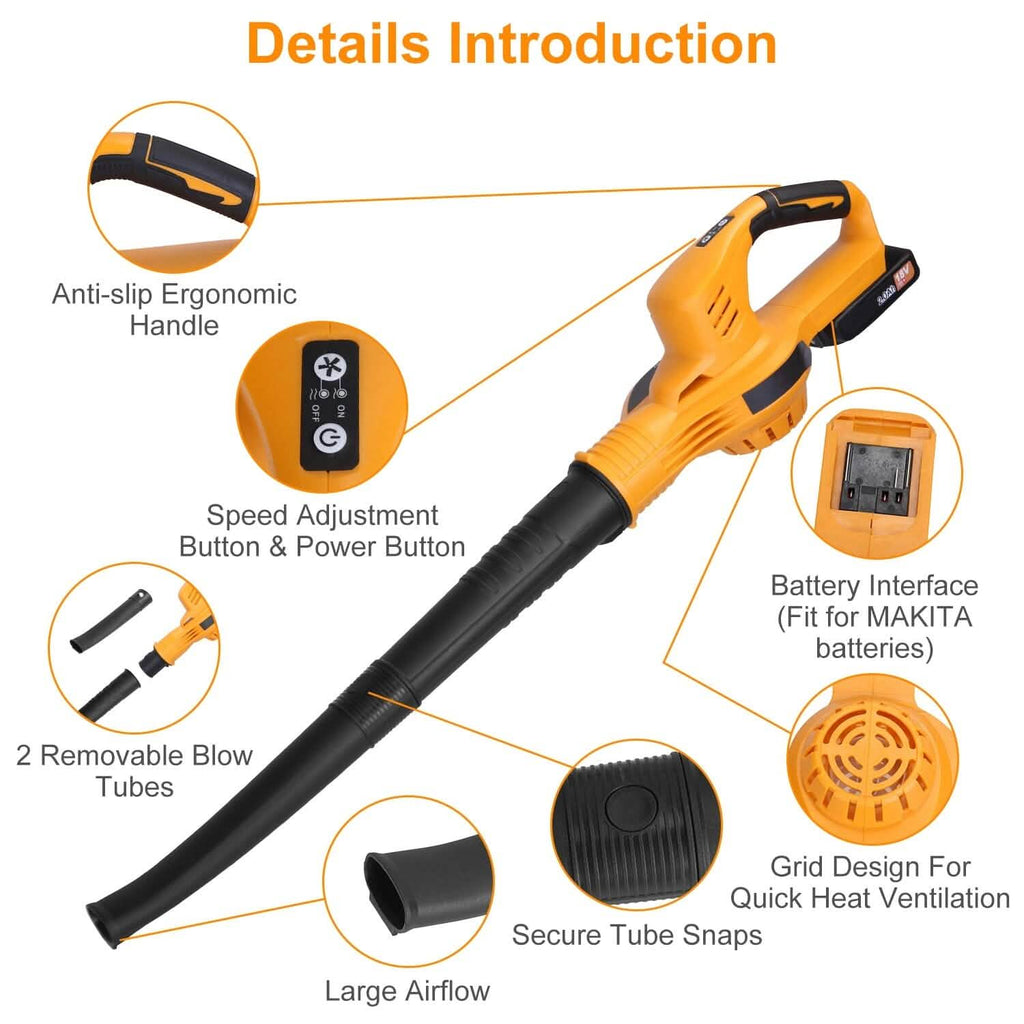 Cordless Leaf Blower Battery Powered Max 124MPH 300CFM with 2 Adjustable Speeds by DailySale