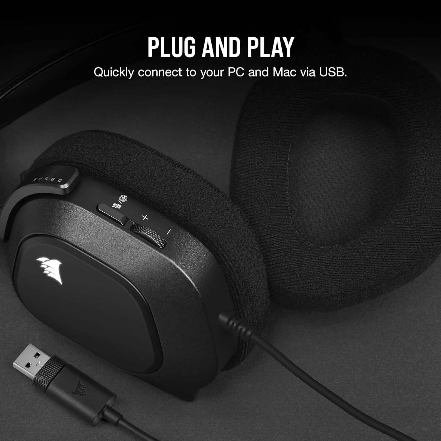 Corsair HS80 RGB USB Premium Gaming Headset (Refurbished) by DailySale