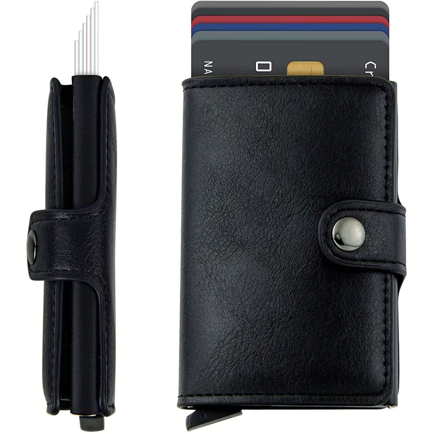 Credit Card Holder RFID Blocking Genuine Leather Vintage Aluminum Business Wallet by DailySale