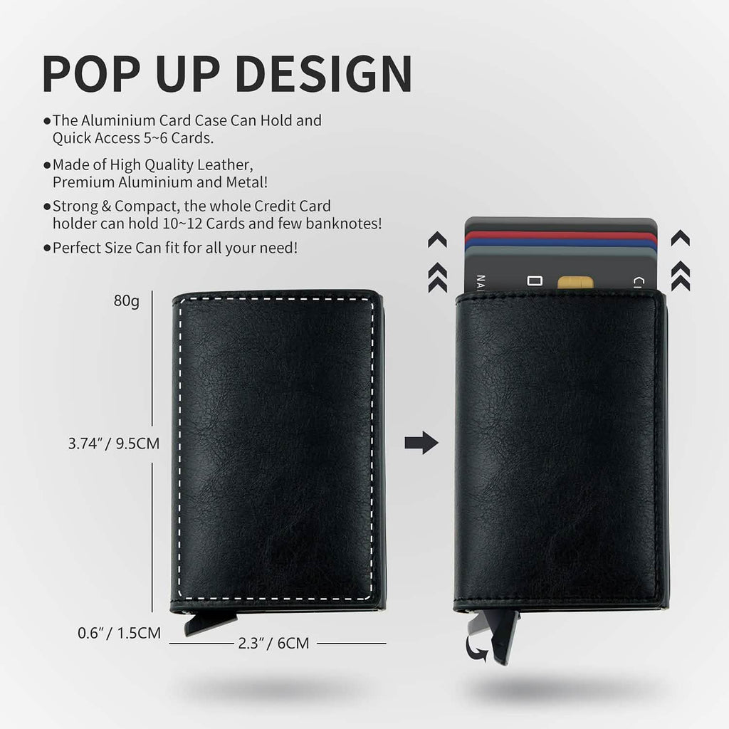 Credit Card Holder RFID Blocking Genuine Leather Vintage Aluminum Business Wallet by DailySale