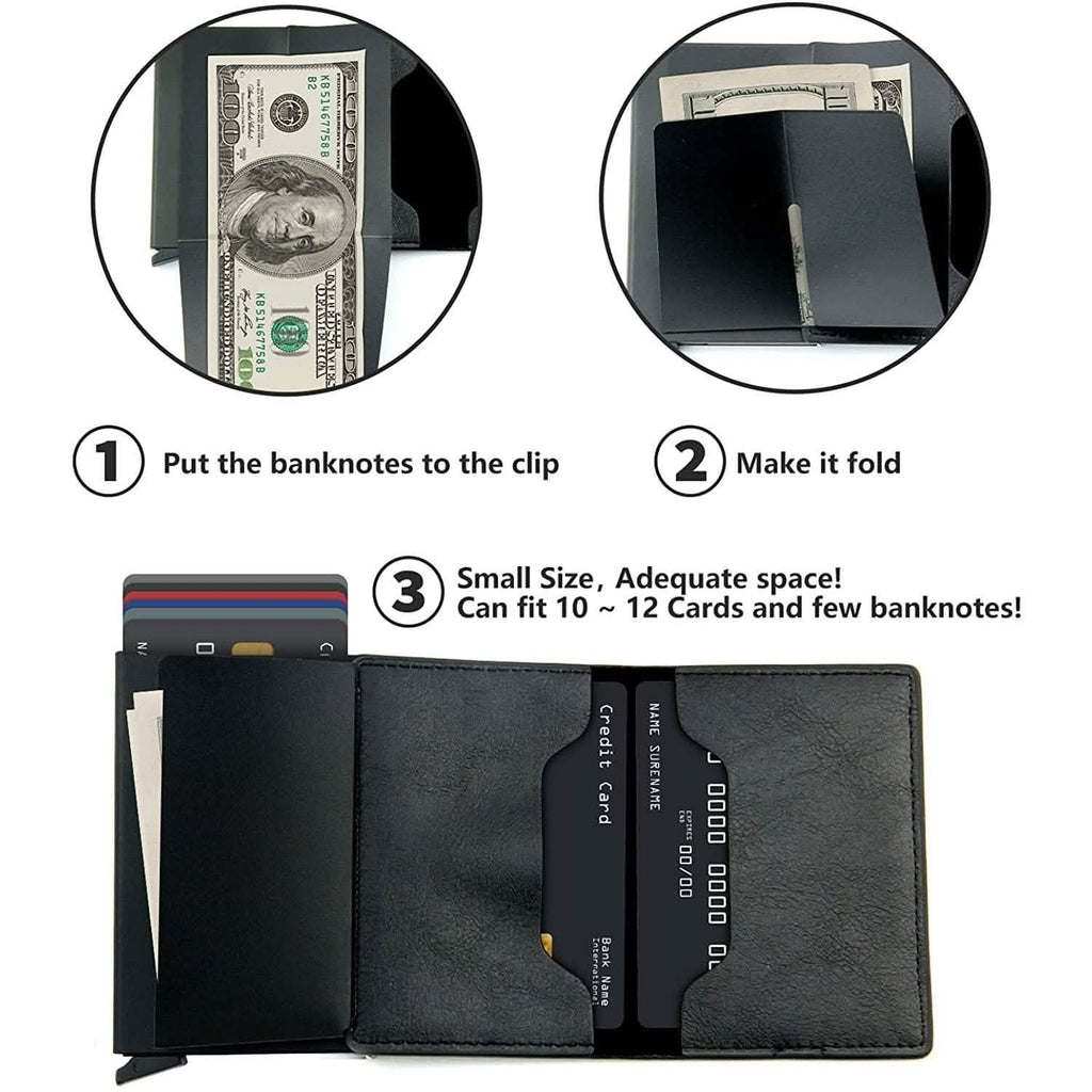Credit Card Holder RFID Blocking Genuine Leather Vintage Aluminum Business Wallet by DailySale