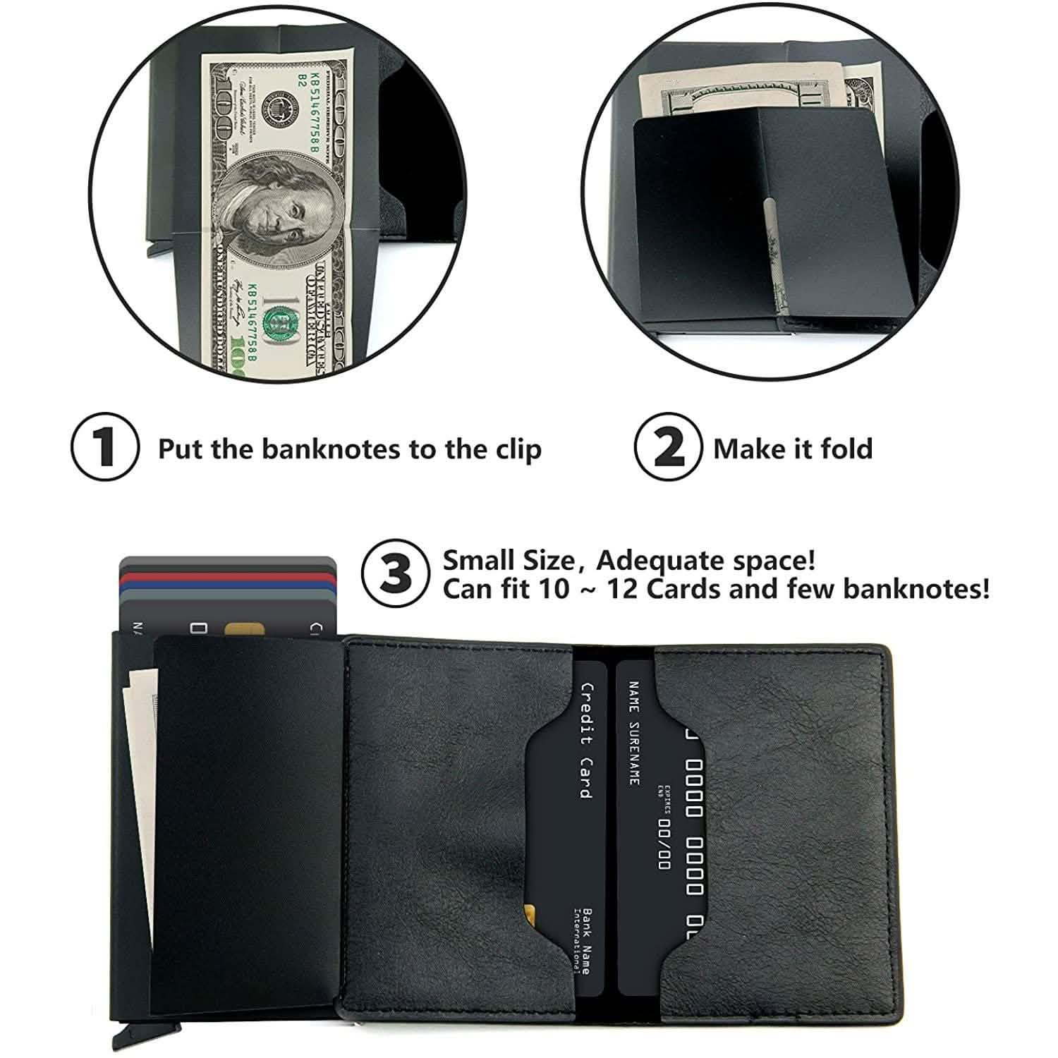 Credit Card Holder RFID Blocking Genuine Leather Vintage Aluminum Business Wallet by DailySale