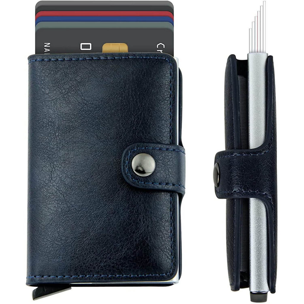 Credit Card Holder RFID Blocking Genuine Leather Vintage Aluminum Business Wallet by DailySale