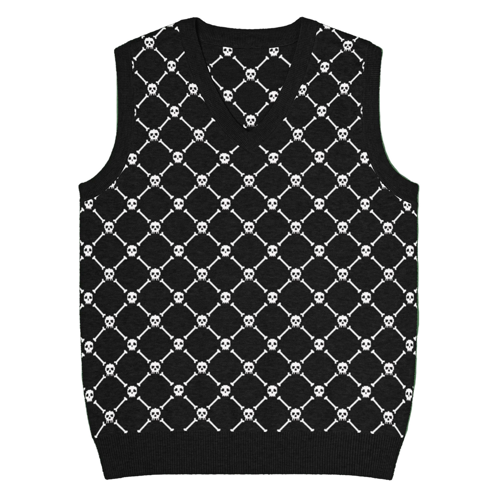 Crossbones Knit V-Neck Vest by Goth Cloth Co.