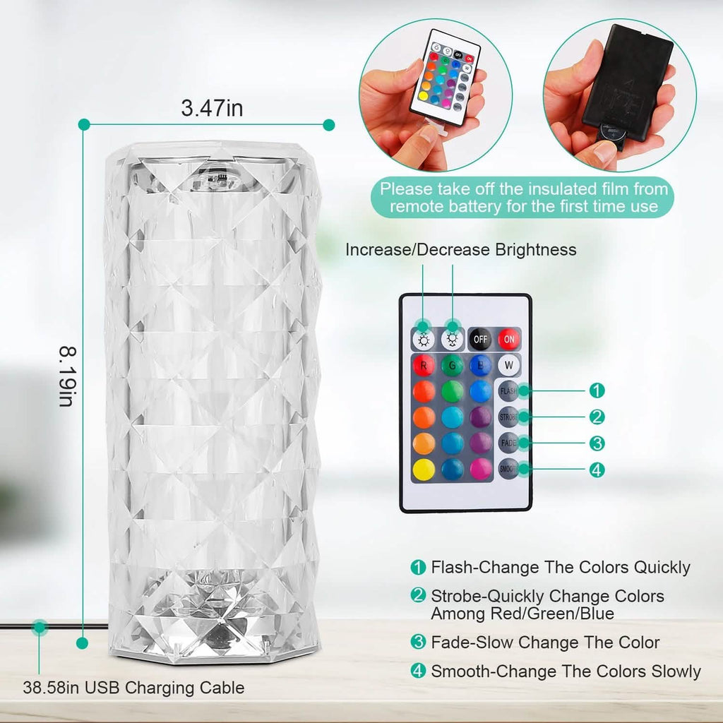 Crystal Diamond Rose Table Lamp by DailySale