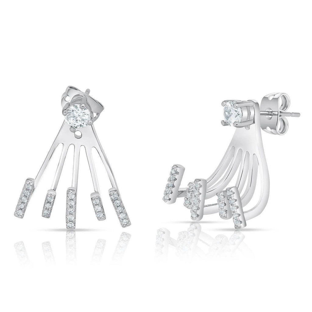 Cubic Zirconia Claw Design Earrings