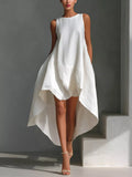 High-Low Round Neck Sleeveless Dress by Shopiebay