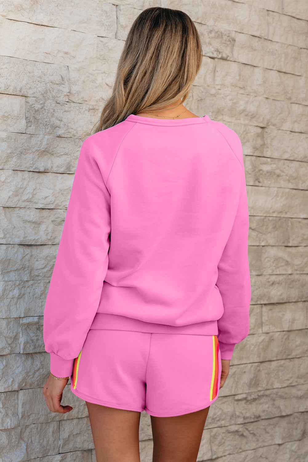 Beau Blue Accent Pullover and Shorts Two Piece Casual Set