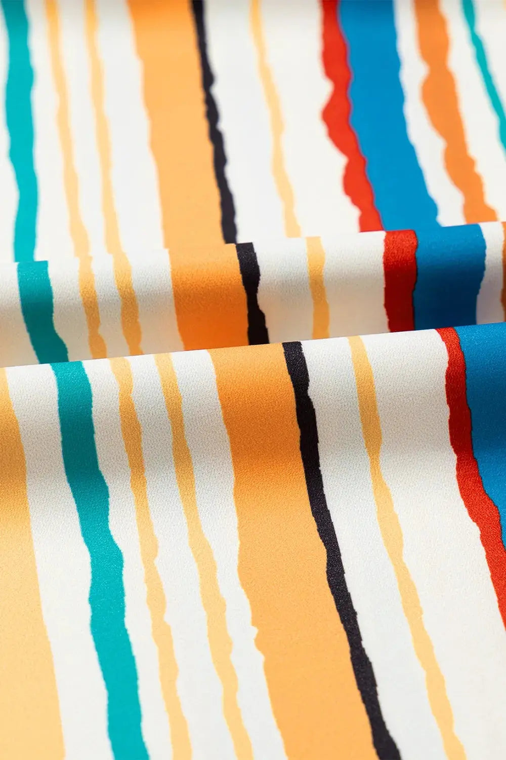 Multicolor Striped Flutter Sleeve Blouse