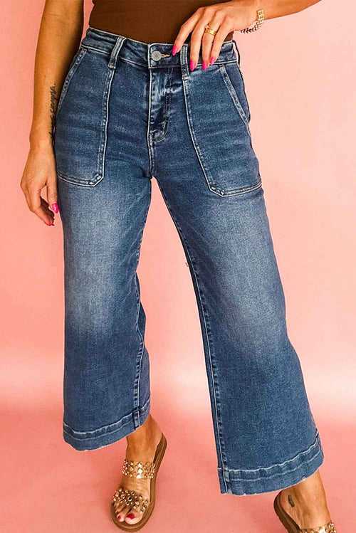 Ashleigh Blue Cropped High Rise Wide Leg Jeans by Wild and Free Boutique