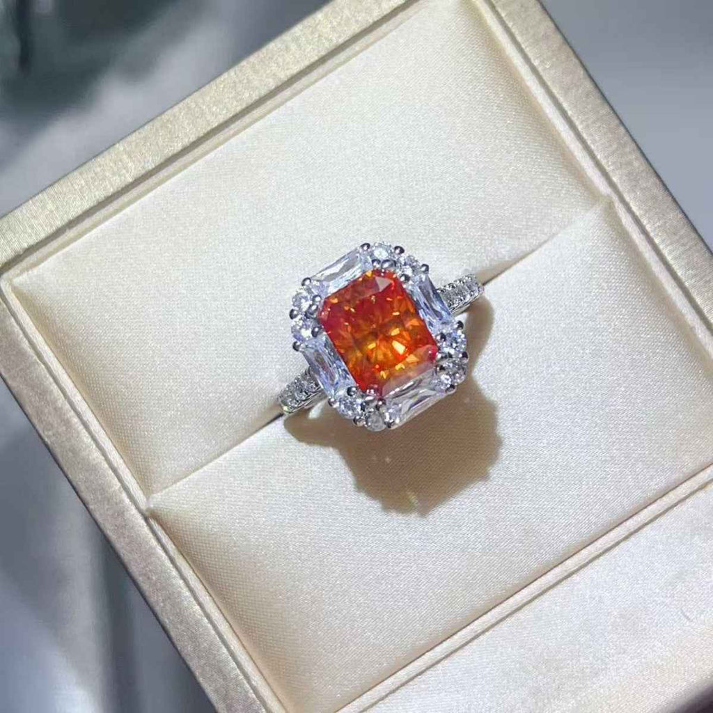 3 Carat Emerald Cut Moissanite Halo Ring