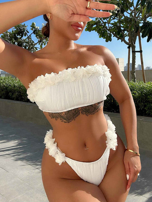Applique Tie Back Two-Piece Bikini Set by Wild and Free Boutique
