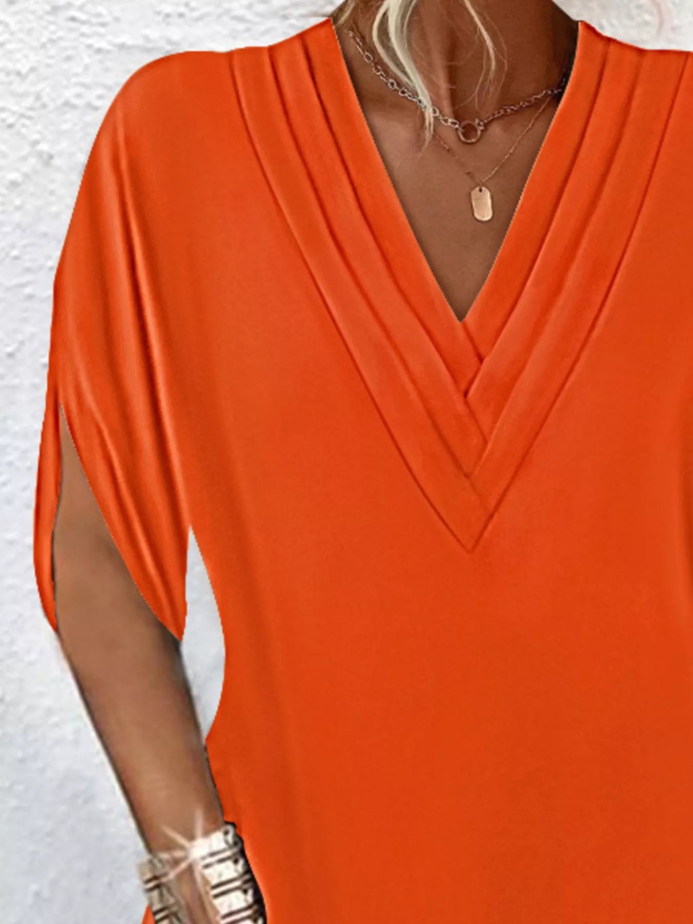 V-Neck Slit Sleeve Mini Dress by Shopiebay