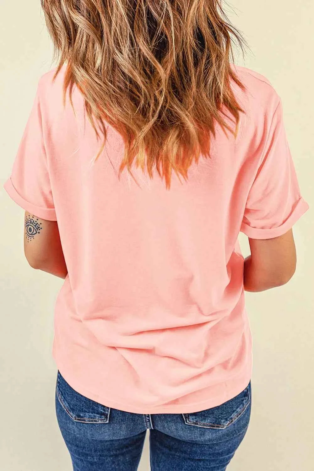 Sequin Bunny Round Neck Short Sleeve T-Shirt