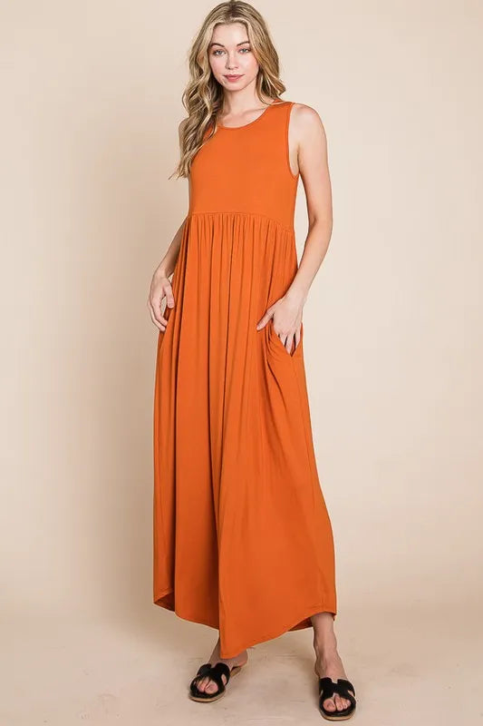 BOMBOM Sleeveless Maxi Dress with Pockets by Selvanelle