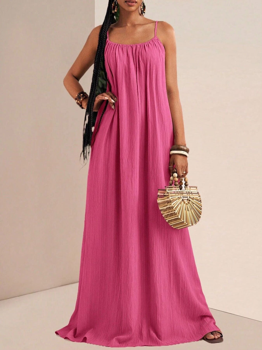 Spaghetti Strap Flowy Maxi Dress by Shopiebay
