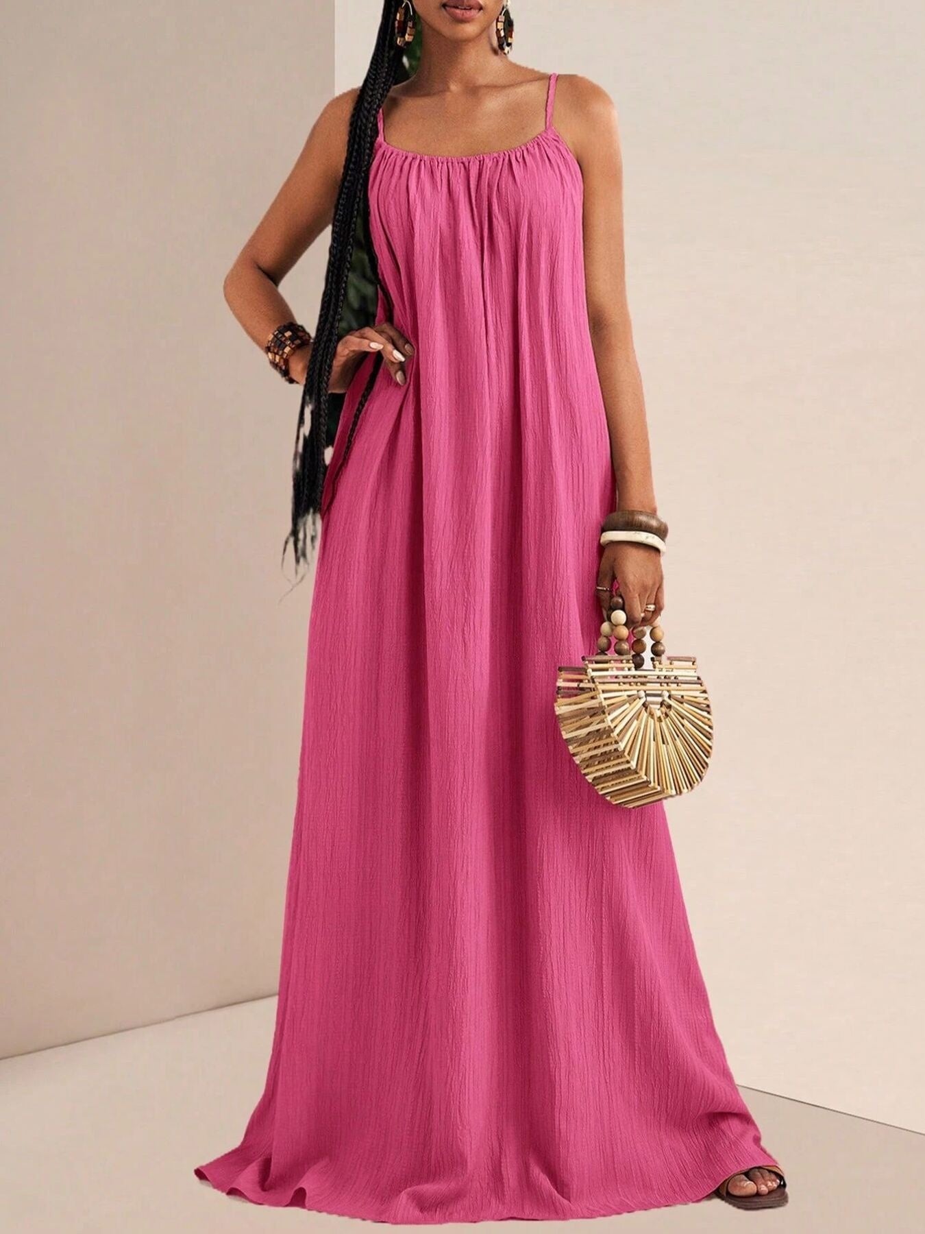 Spaghetti Strap Flowy Maxi Dress by Shopiebay