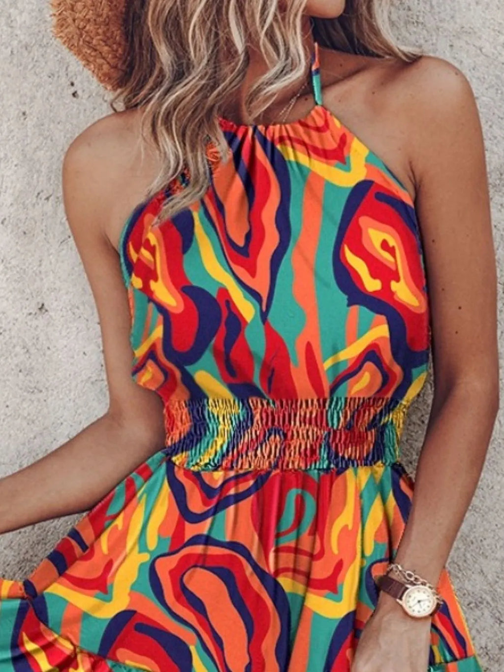 Paisley Print Halter Neck Mini Dress by Shopiebay
