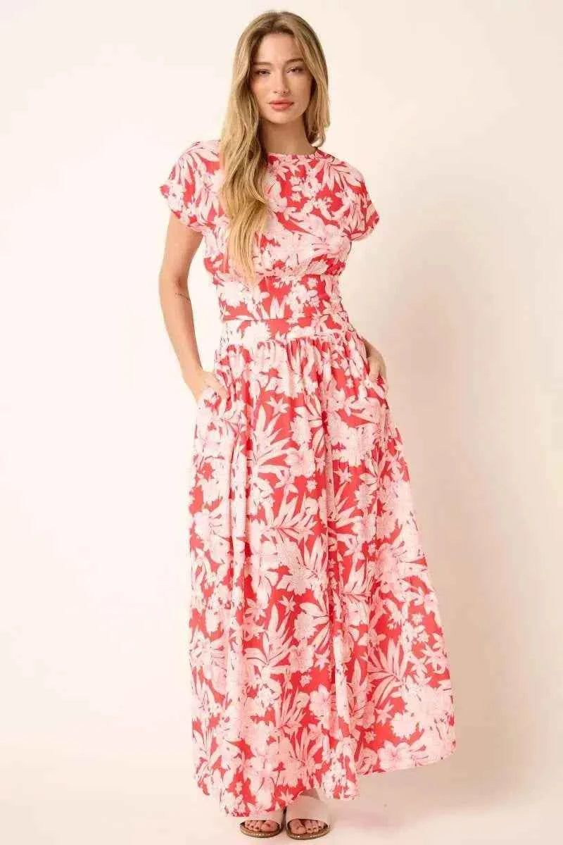 Mittoshop Tropical Floral Two-Piece Top & Tiered Maxi Skirt Set