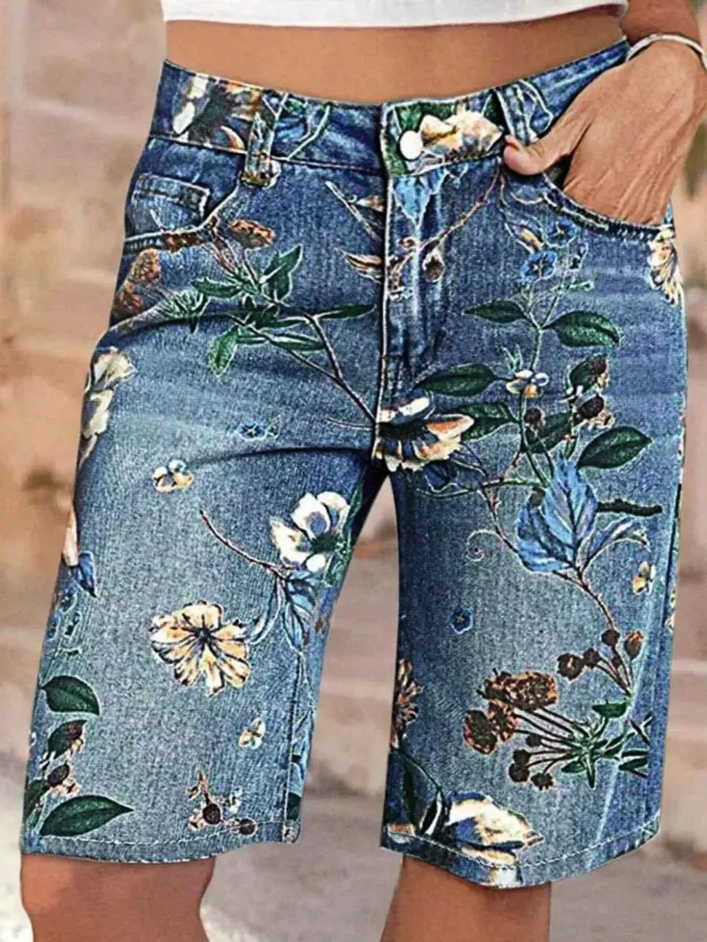 Floral Denim Shorts