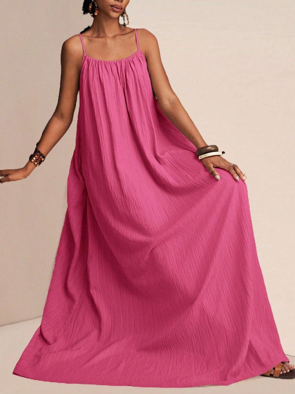 Spaghetti Strap Flowy Maxi Dress by Shopiebay