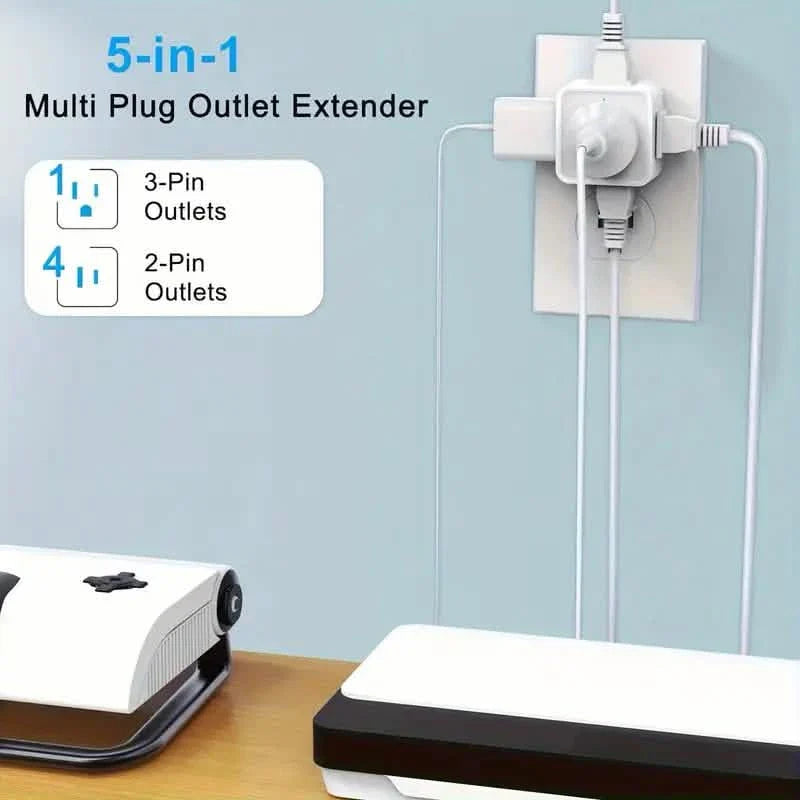 Multi-Function Socket Adapter – Five-Way Wall Extension by DailySale